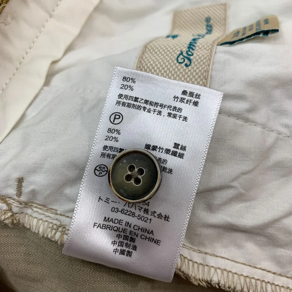 Tommy Bahama Pants Mens 34 Bison Silk Blend Pleated Front Straight Leg Relaxed